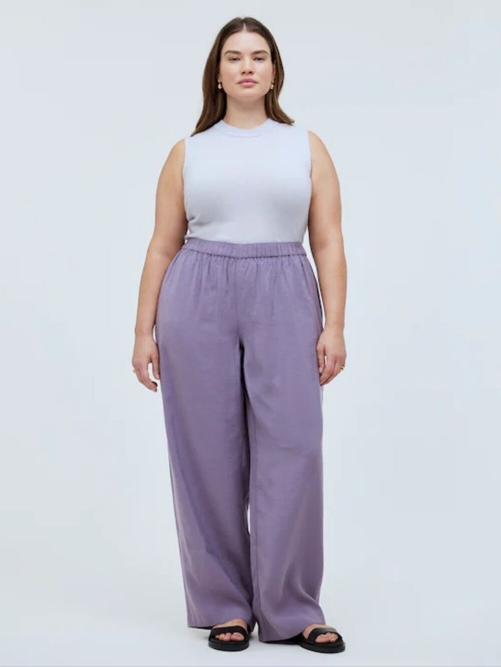 Madewell Wide-Leg Linen-Style Pants - Size 3X, Dusty Purple